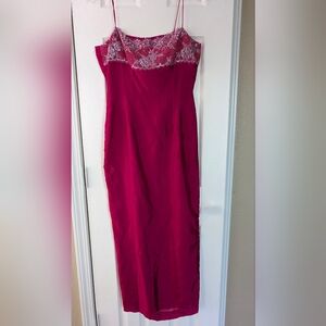 NWT Clayden Fuchsia Silk And Lavender Lace Column Dress Sz S